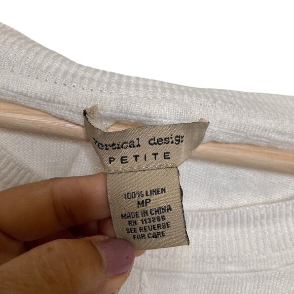 Vertical Design Petite Tiedye Linen Knit Long Sleeve Sweater Size MP Tunic Top - Picture 9 of 10